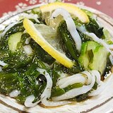 ギバサと釜揚げ白魚のポン酢あえ